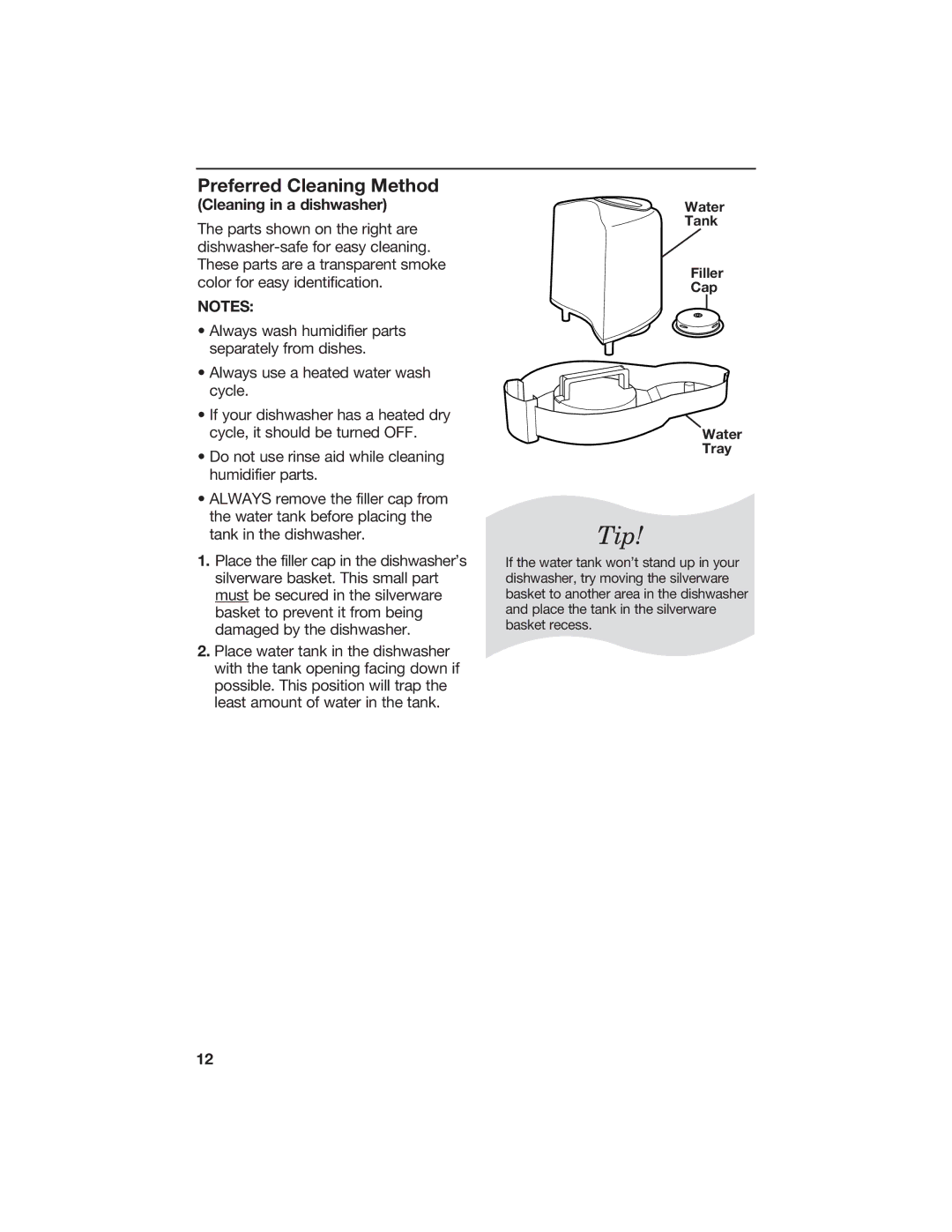 Hamilton Beach 840074800 manual Preferred Cleaning Method, Cleaning in a dishwasher 