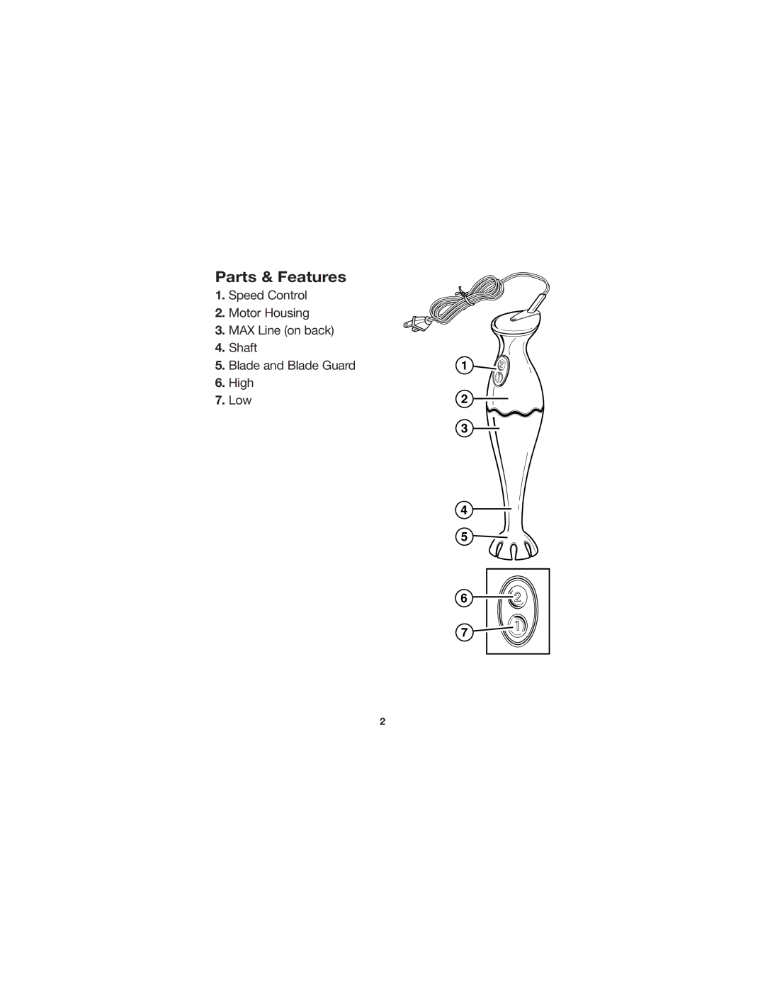 Hamilton Beach 840083300 manual Parts & Features 