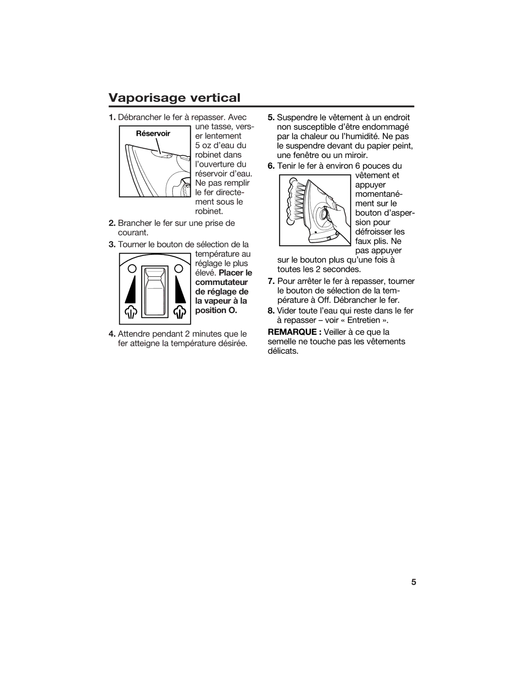 Hamilton Beach 840087000 manual Vaporisage vertical 