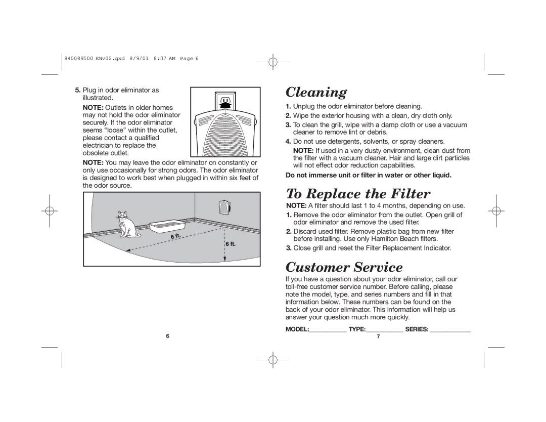 Hamilton Beach 840089500 manual Cleaning 