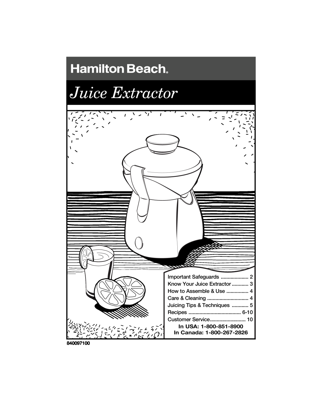 Hamilton Beach 840097100 manual Important Safeguards, Know Your Juice Extractor, How to Assemble & Use, Recipes 