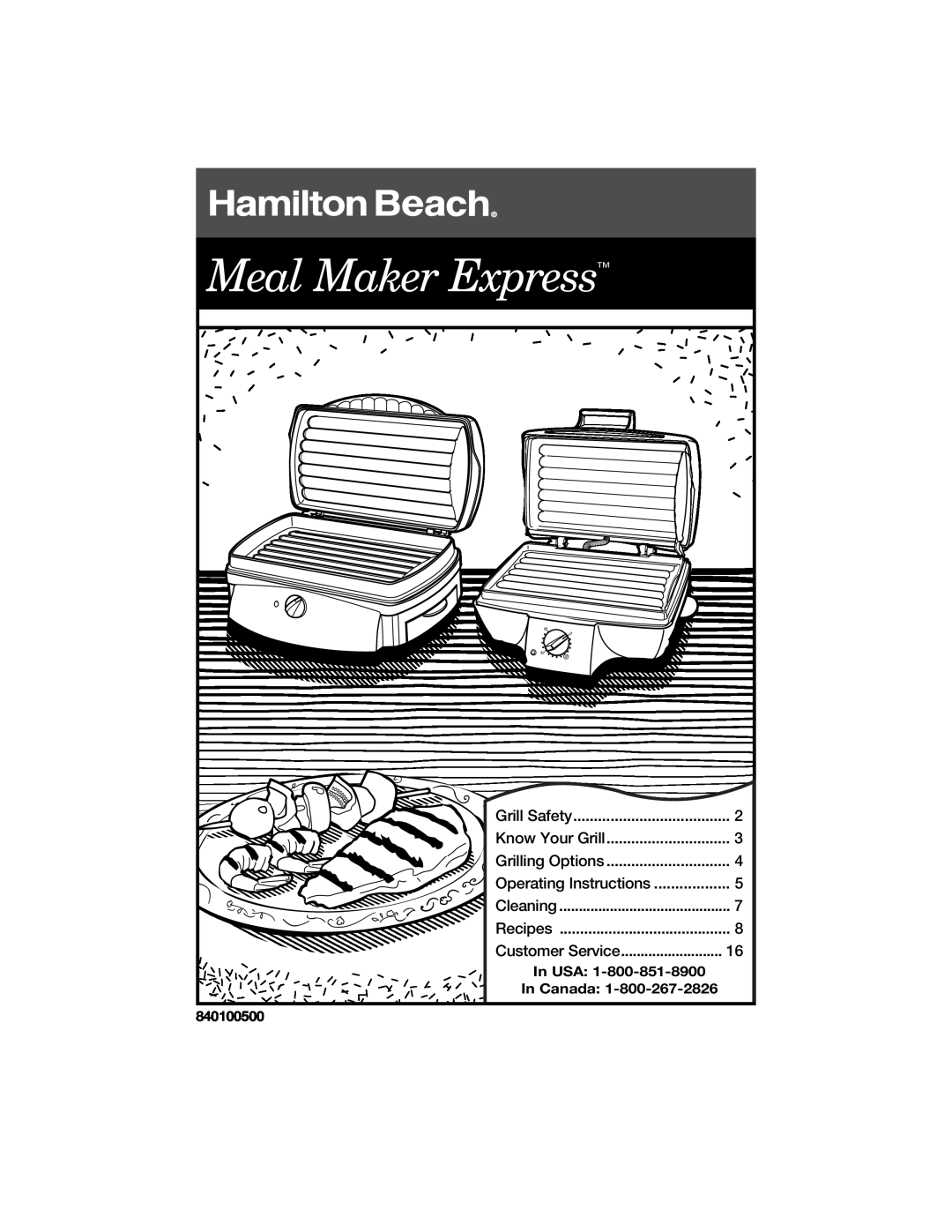 Hamilton Beach 840100500 manual Meal Maker Express, Know Your Grill, Grilling Options, Operating Instructions, In USA 
