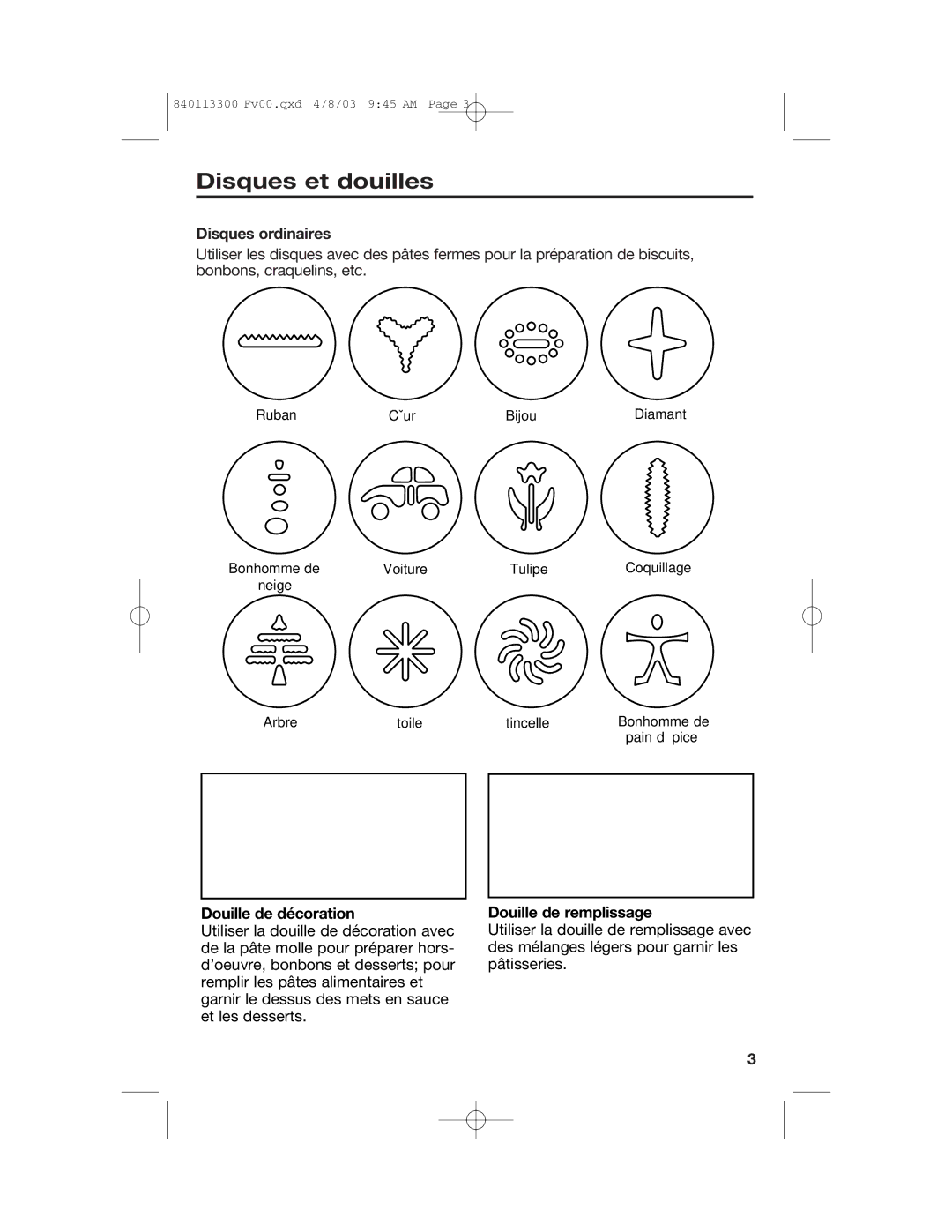 Hamilton Beach 840113300 Disques et douilles, Disques ordinaires, Douille de décoration, Douille de remplissage 