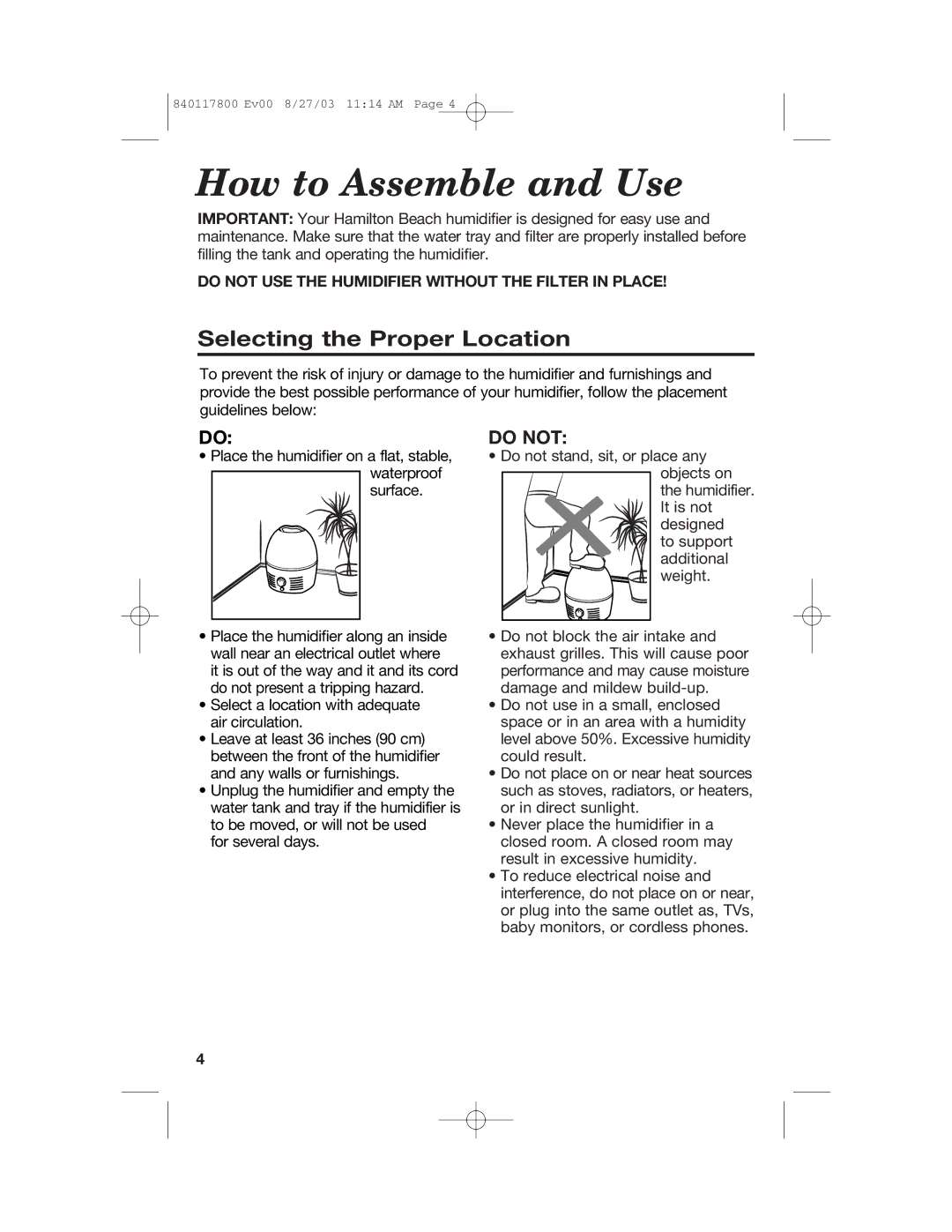 Hamilton Beach 840117800 manual How to Assemble and Use, Selecting the Proper Location, Surface 