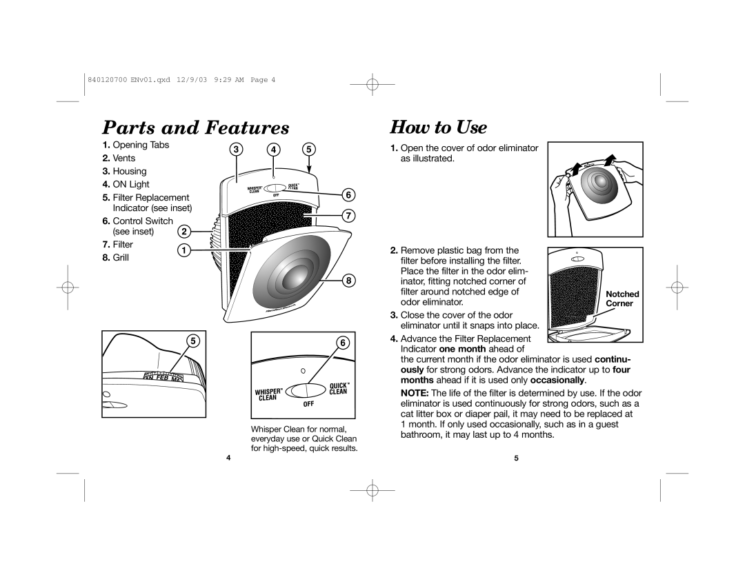 Hamilton Beach 840120700 manual Parts and Features, How to Use 
