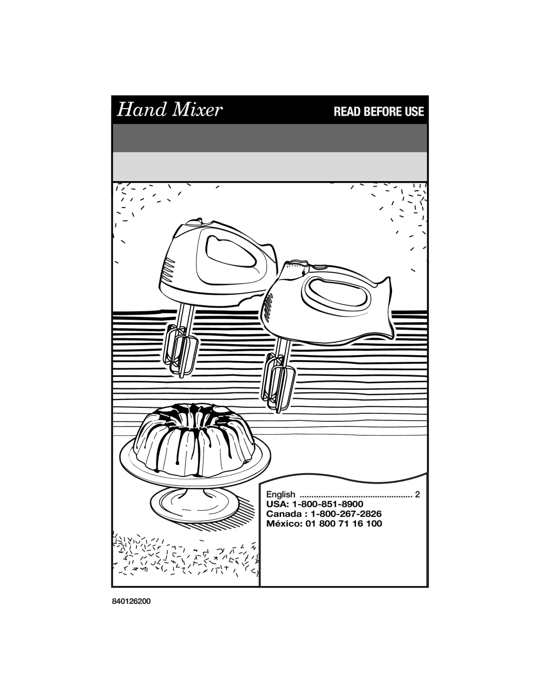 Hamilton Beach 840126200 manual Hand Mixer 