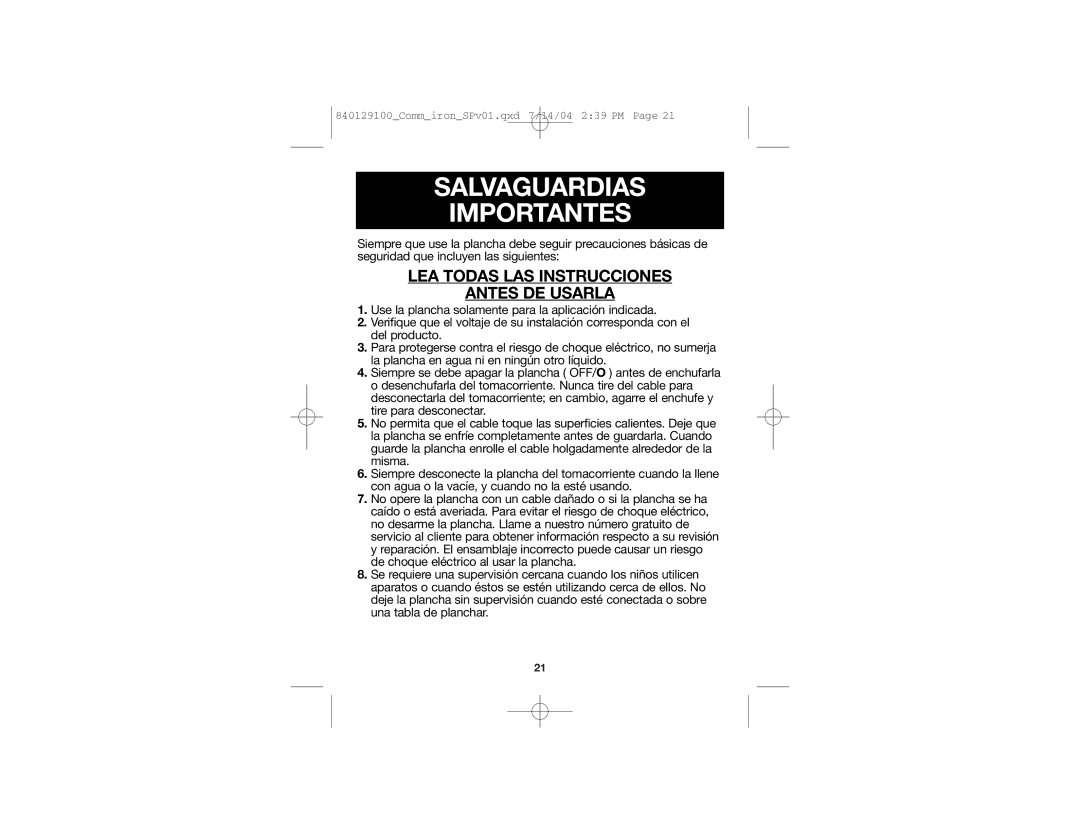 Hamilton Beach 840129100 manual Salvaguardias Importantes, LEA Todas LAS Instrucciones Antes DE Usarla 