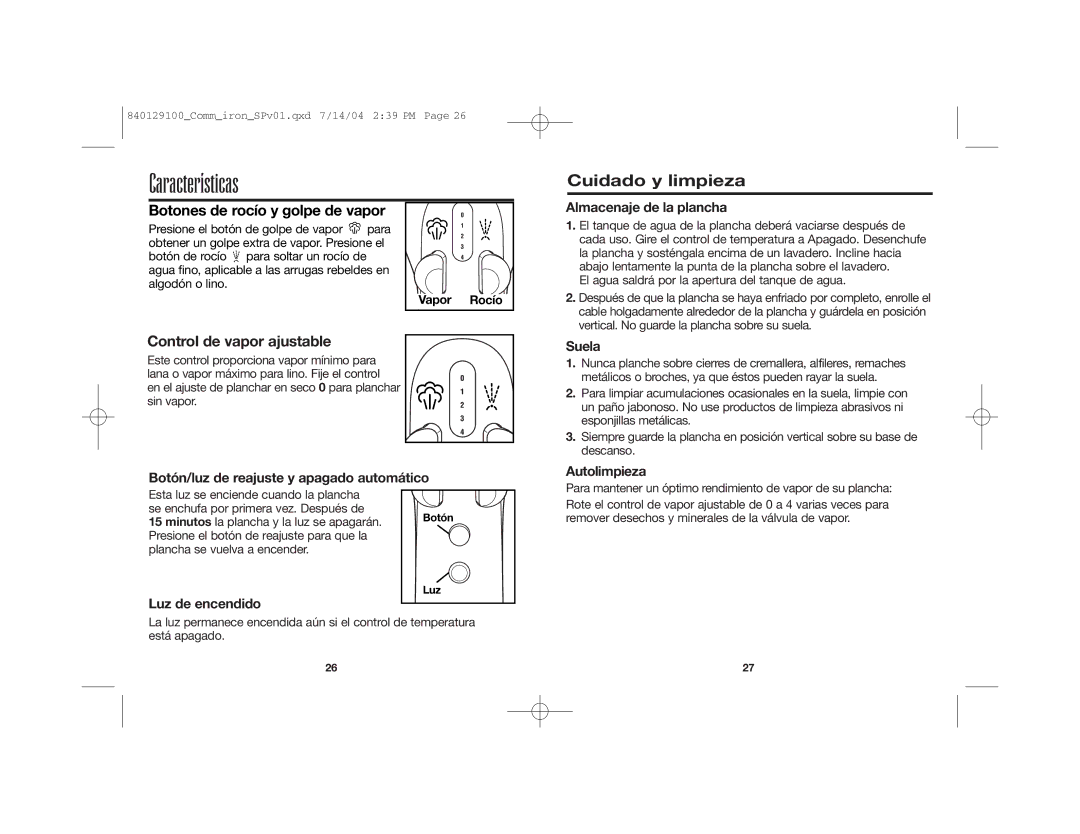 Hamilton Beach 840129100 manual Características 