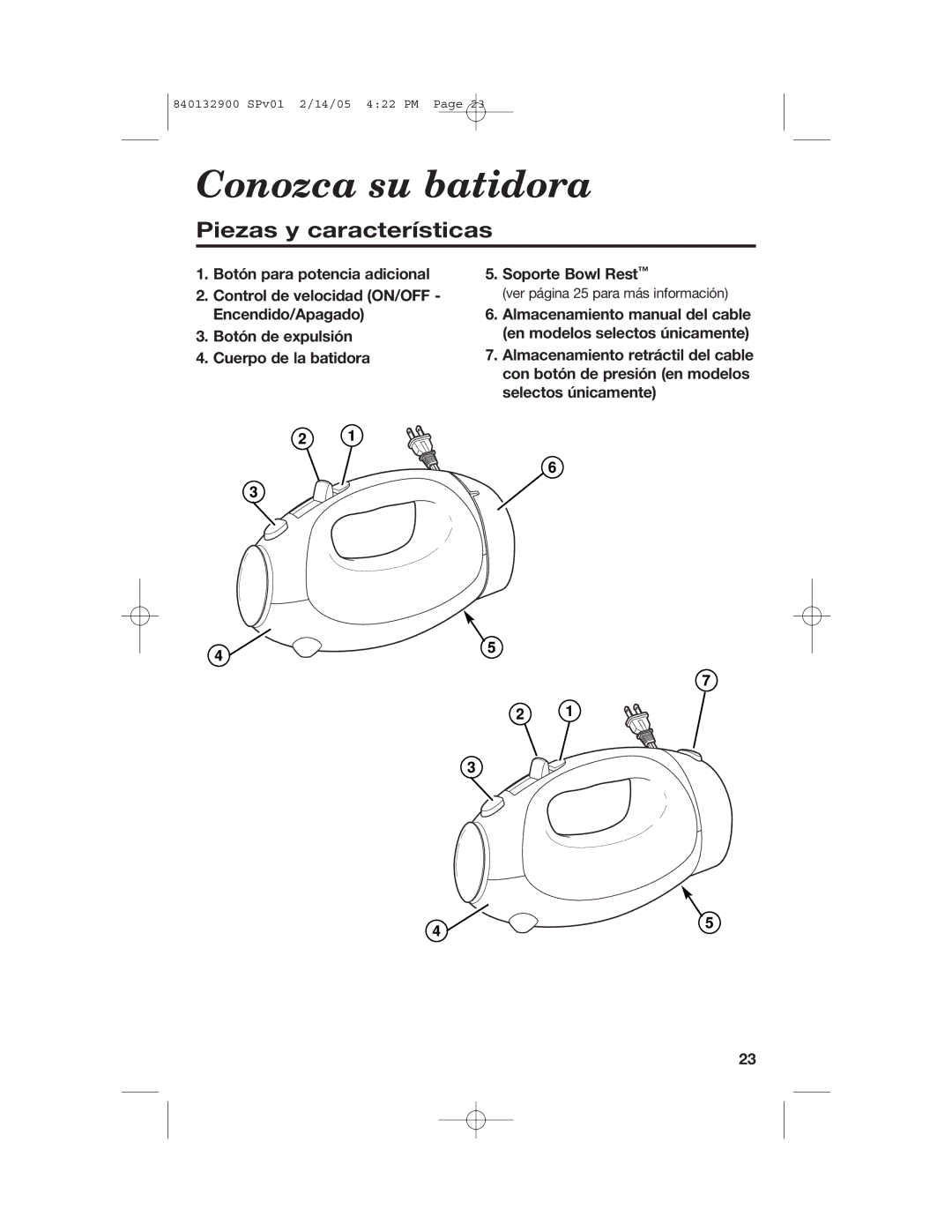 Hamilton Beach 840132900 manual Conozca su batidora, Piezas y características 