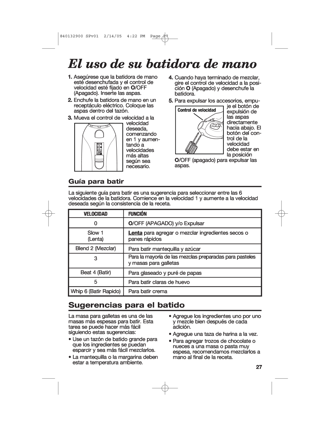 Hamilton Beach 840132900 manual Sugerencias para el batido, Guía para batir, El uso de su batidora de mano 