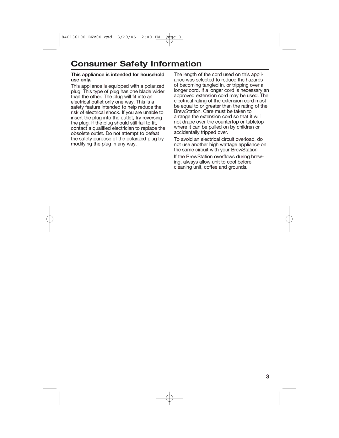 Hamilton Beach 840136100 manual Consumer Safety Information 