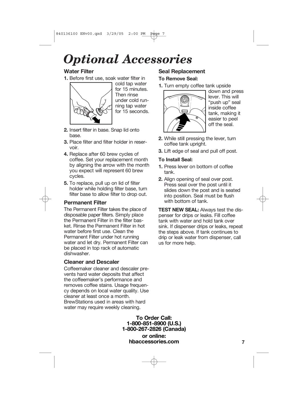 Hamilton Beach 840136100 manual Optional Accessories 