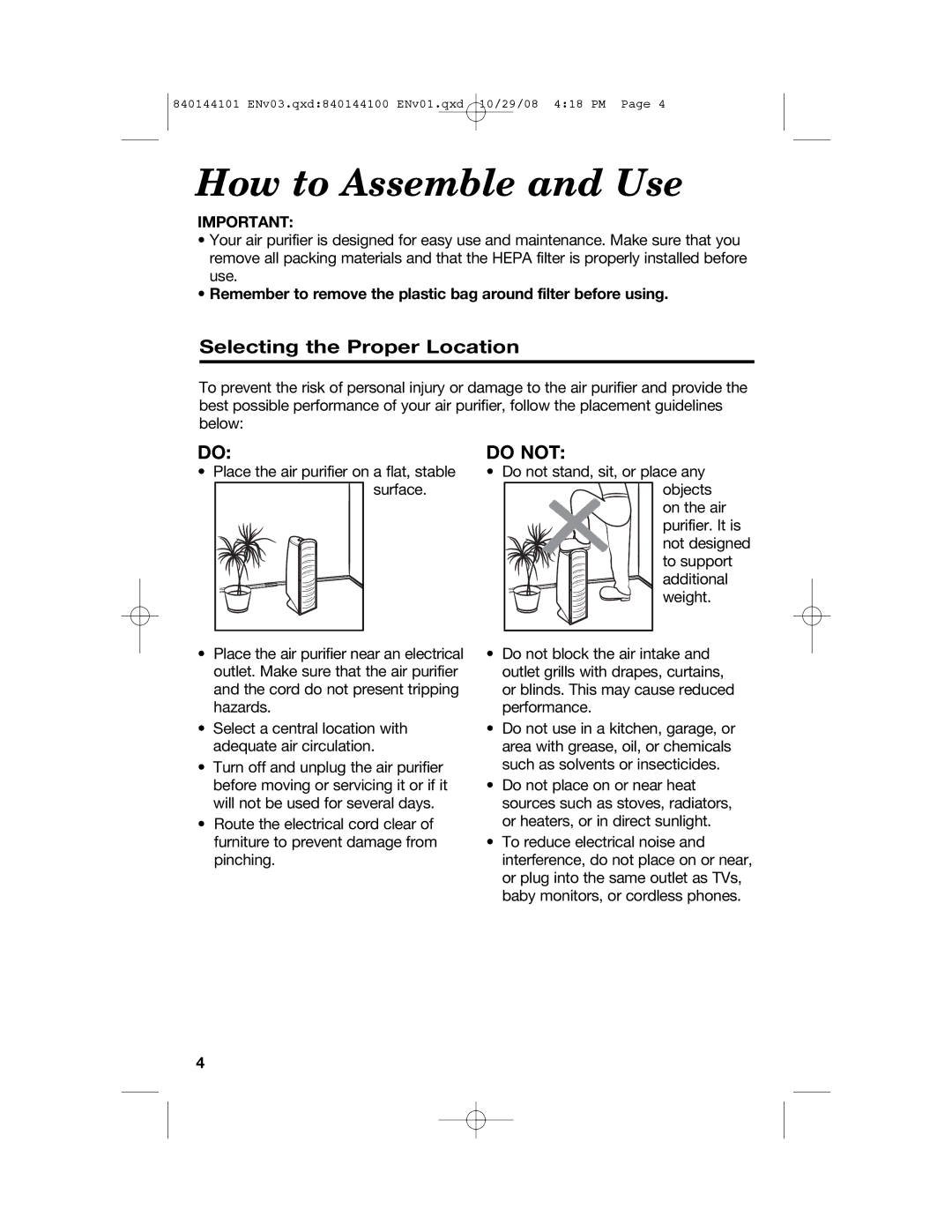 Hamilton Beach 840144101 manual How to Assemble and Use, Selecting the Proper Location 