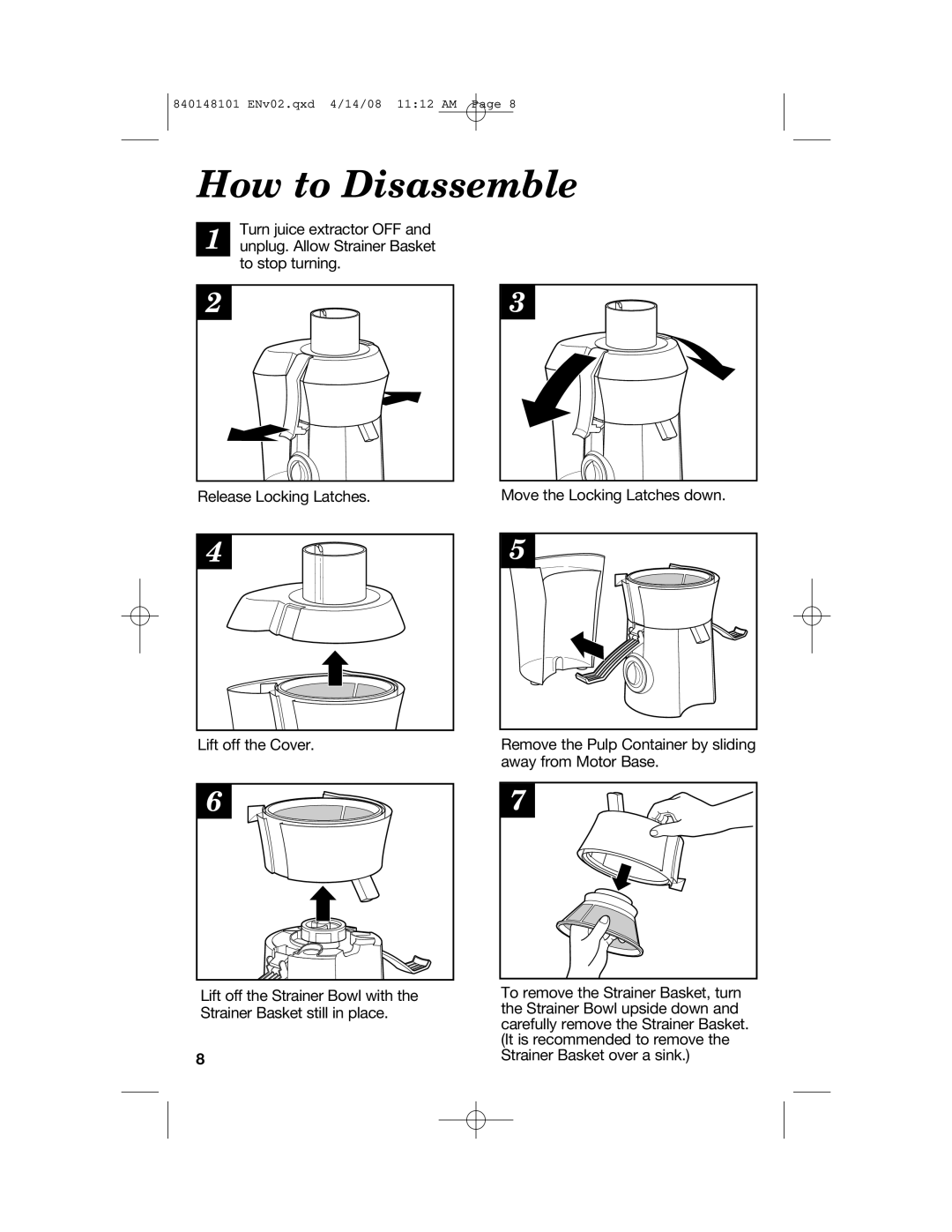 Hamilton Beach 840148101 manual How to Disassemble 