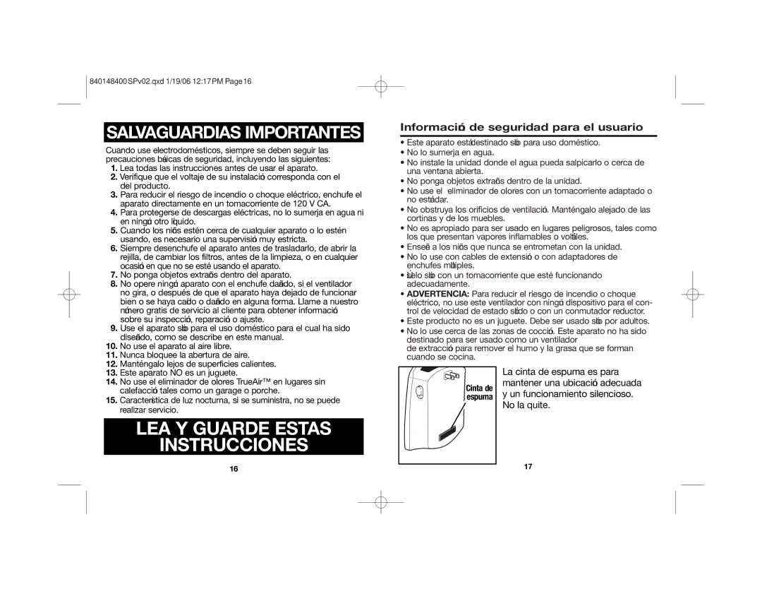 Hamilton Beach 840148400 manual LEA Y Guarde Estas Instrucciones 