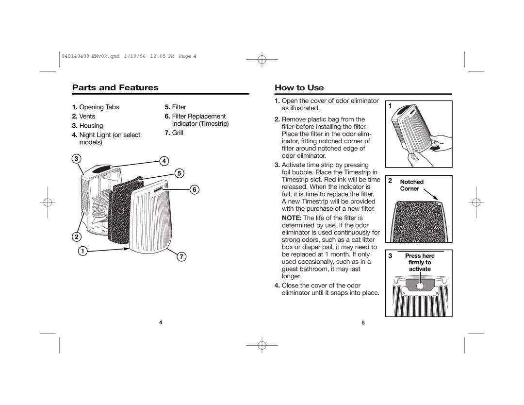 Hamilton Beach 840148400 manual Parts and Features How to Use 