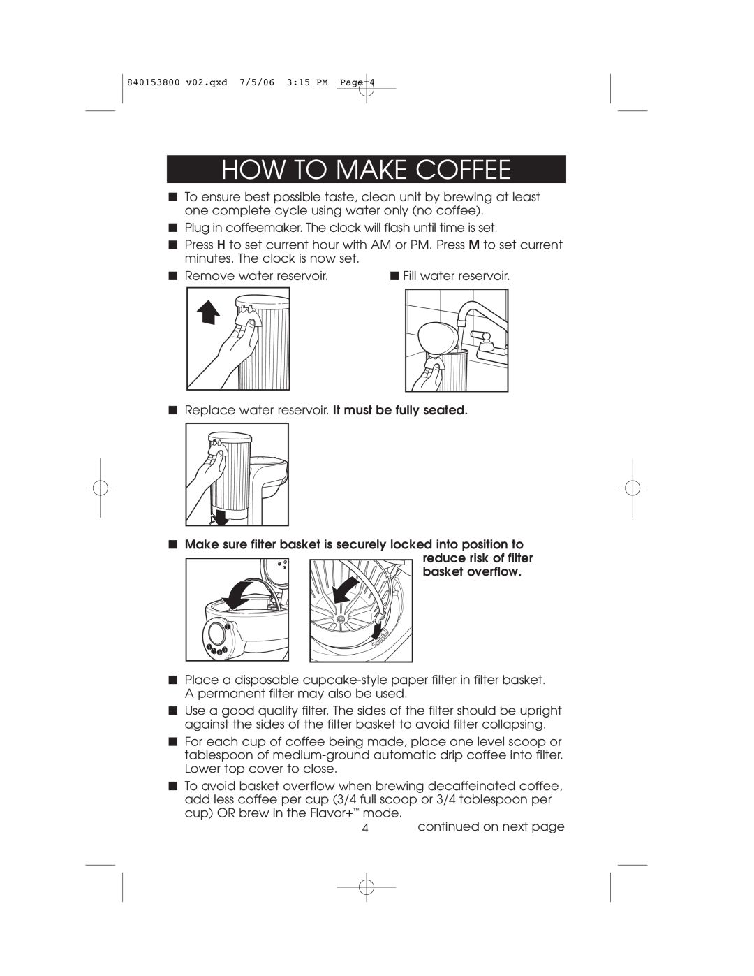 Hamilton Beach 840153800 owner manual How To Make Coffee 