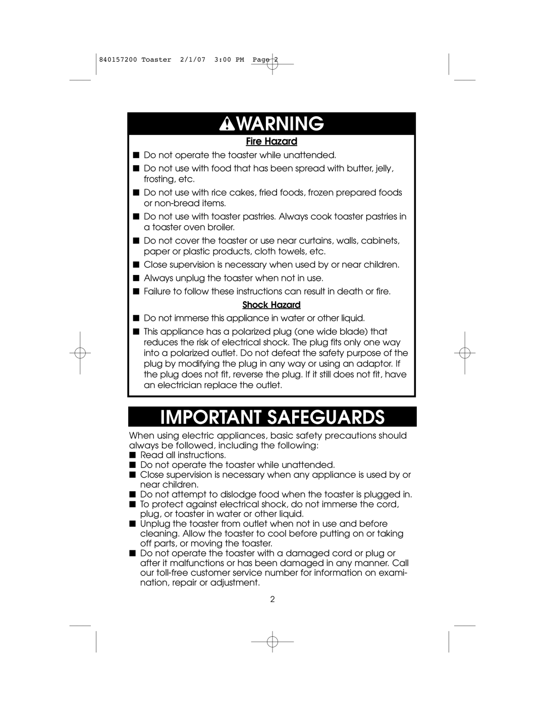 Hamilton Beach 840157200 owner manual Wwarning, Important Safeguards 