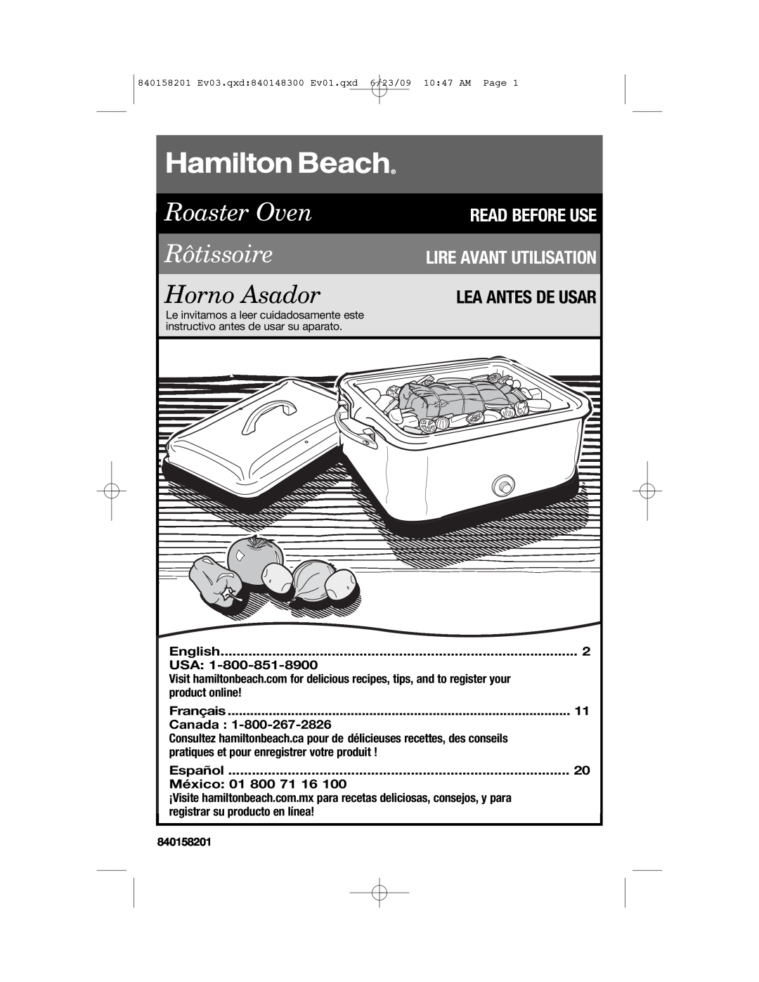 Hamilton Beach 840158201 manual English, product online, Français, Canada, pratiques et pour enregistrer votre produit 