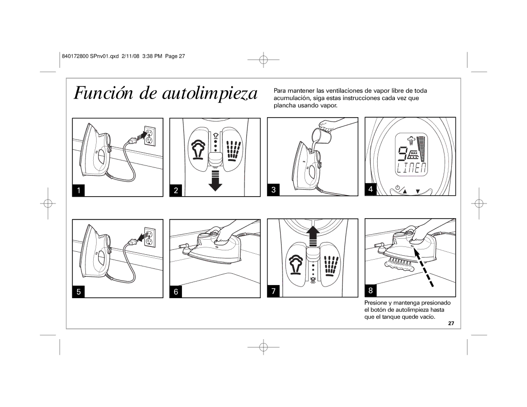 Hamilton Beach 840172800 manual Plancha usando vapor 