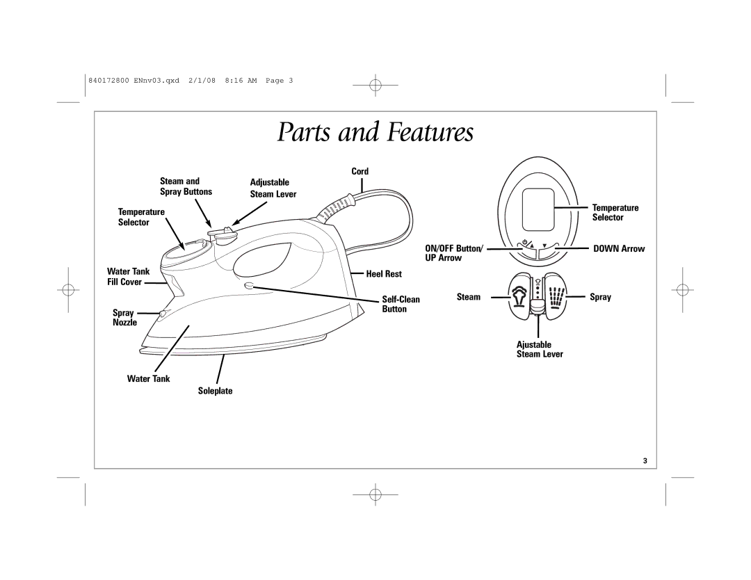 Hamilton Beach 840172800 manual Parts and Features 