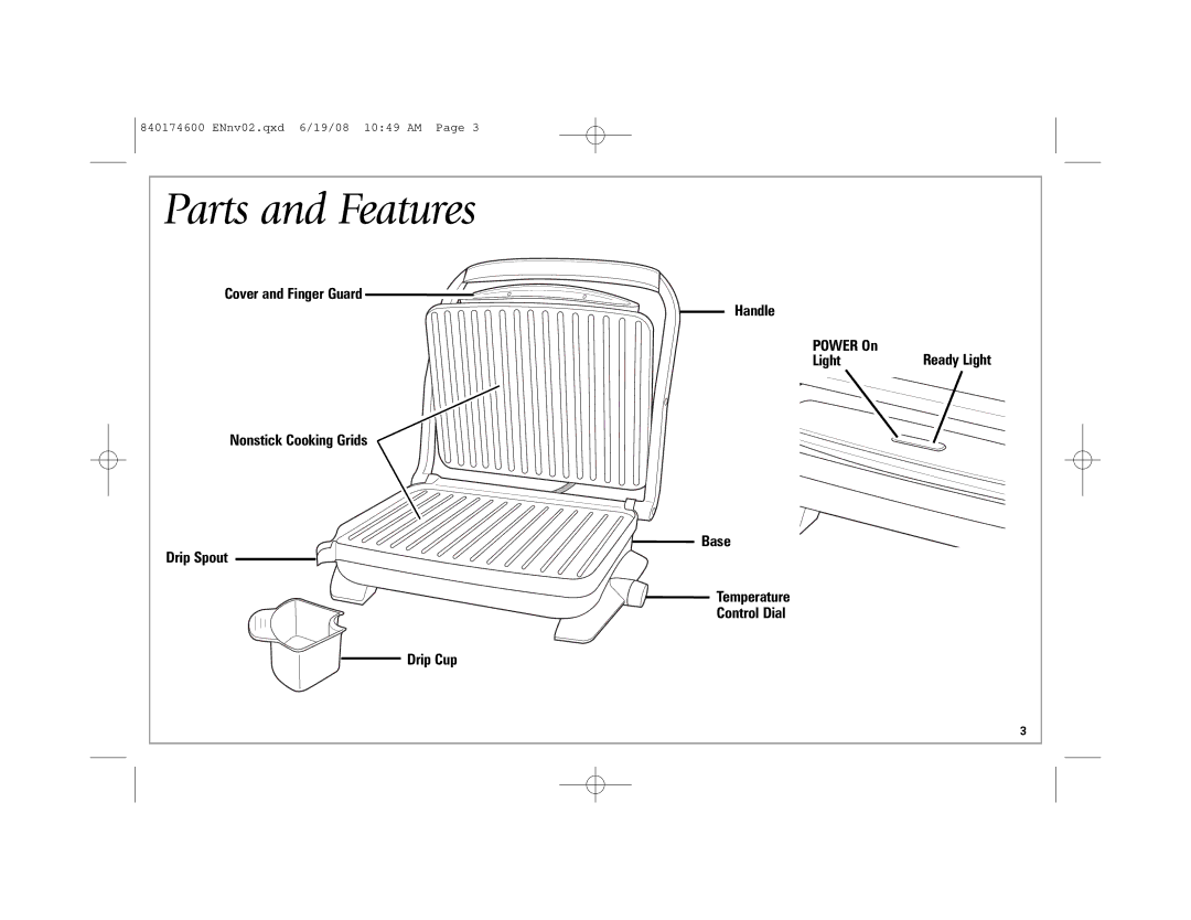 Hamilton Beach 840174600 manual Parts and Features 