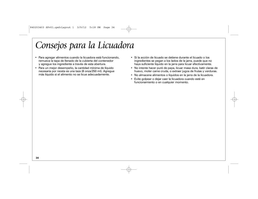 Hamilton Beach 840203403, 58148 manual Consejos para la Licuadora, Agregue los ingrediente a través de esta abertura 