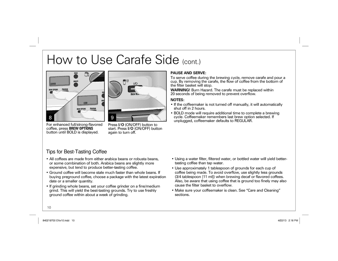Hamilton Beach 840219700 ENv10.indd 1, 2-Way FlexBrew Coffeemaker manual Tips for Best-Tasting Coffee 