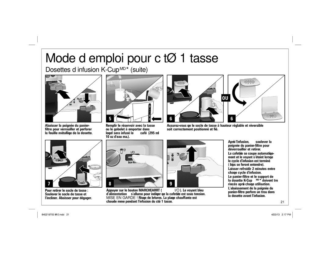 Hamilton Beach 2-Way FlexBrew Coffeemaker, 840219700 ENv10.indd 1 manual Dosettes d’infusion K-CupMD* suite 
