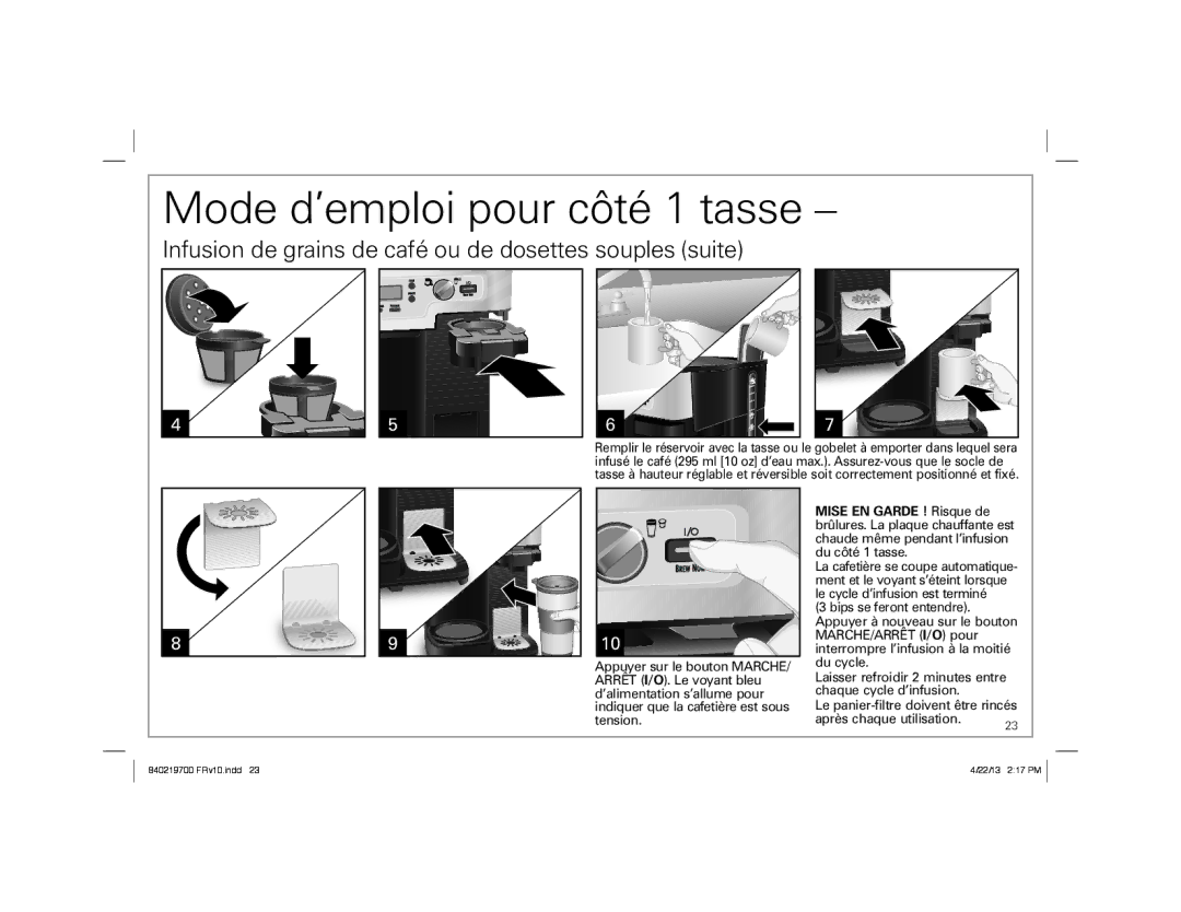 Hamilton Beach 2-Way FlexBrew Coffeemaker, 840219700 ENv10.indd 1 Infusion de grains de café ou de dosettes souples suite 