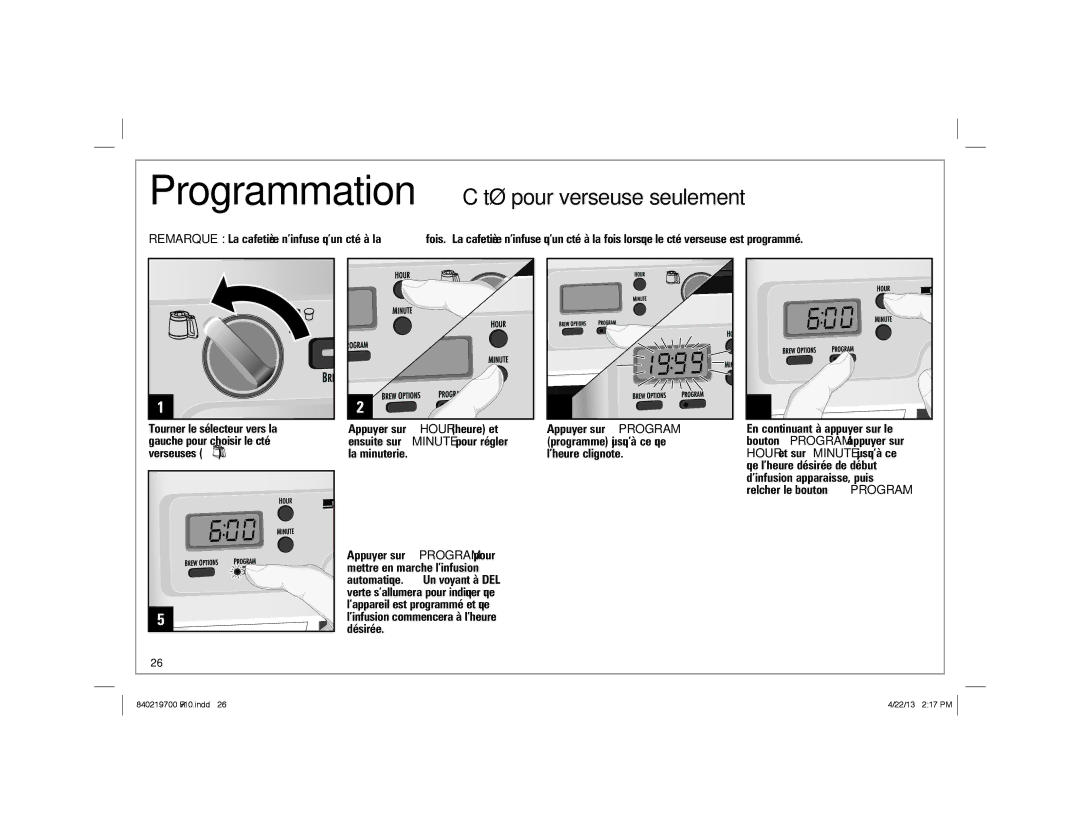 Hamilton Beach 840219700 ENv10.indd 1, 2-Way FlexBrew Coffeemaker manual Programmation Côté pour verseuse seulement 