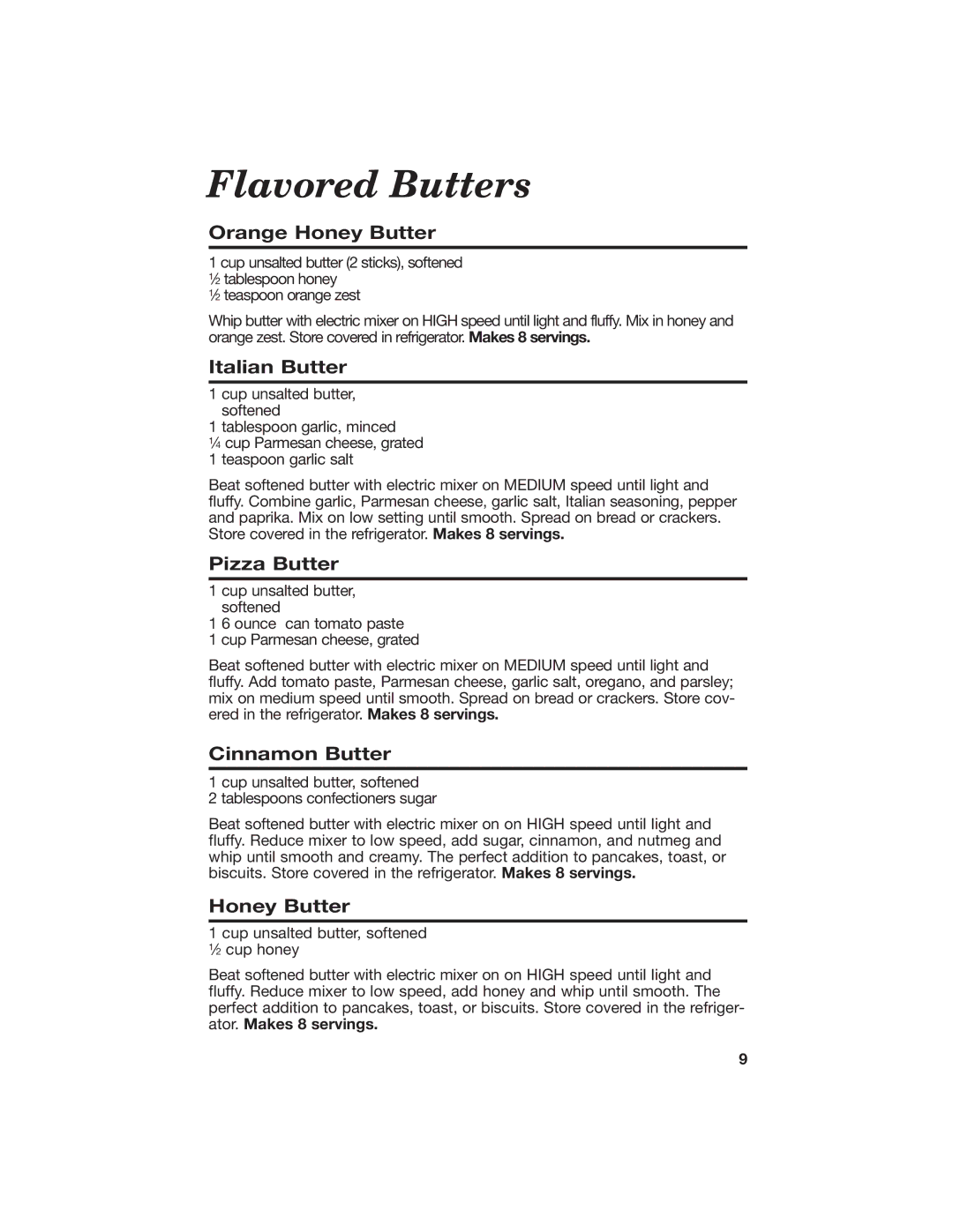 Hamilton Beach All-Metal Toaster manual Flavored Butters 