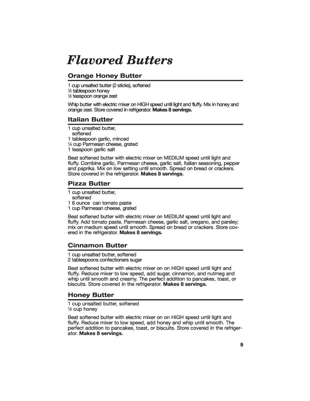 Hamilton Beach All-Metal Toaster Flavored Butters, Orange Honey Butter, Italian Butter, Pizza Butter, Cinnamon Butter 