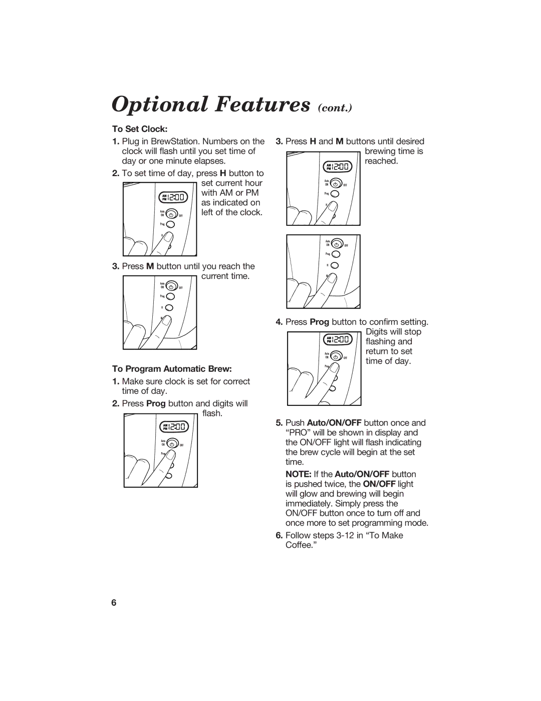 Hamilton Beach BrewStation manual To Set Clock 