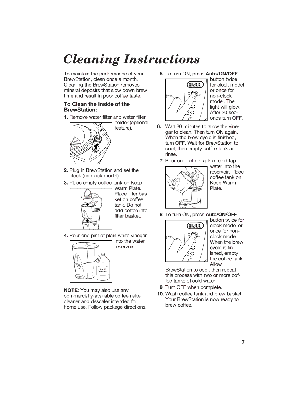 Hamilton Beach manual Cleaning Instructions, To Clean the Inside of the BrewStation 