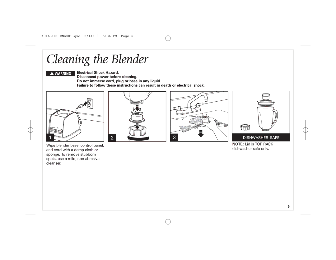 Hamilton Beach Classic Chrome Blender manual Cleaning the Blender 