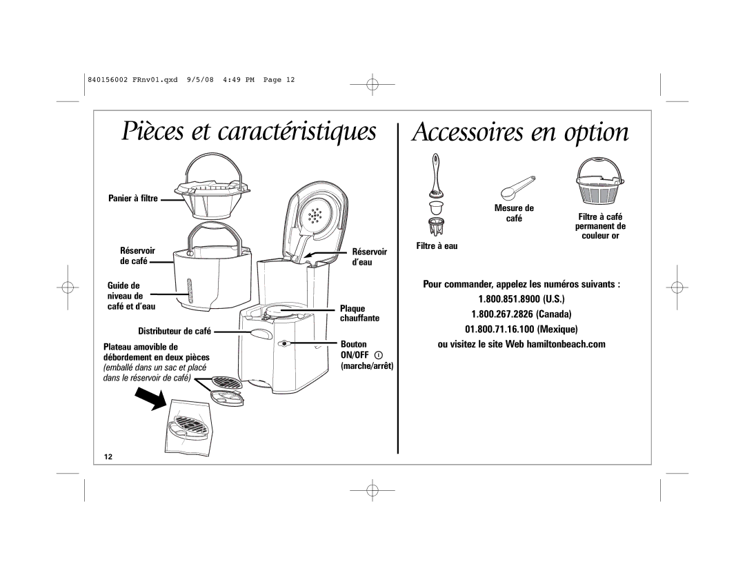 Hamilton Beach Coffee BrewStation manual Accessoires en option, Guide de Niveau de 