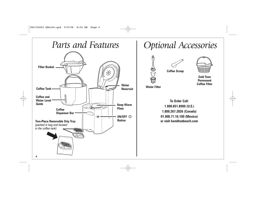 Hamilton Beach Coffee BrewStation manual Optional Accessories 