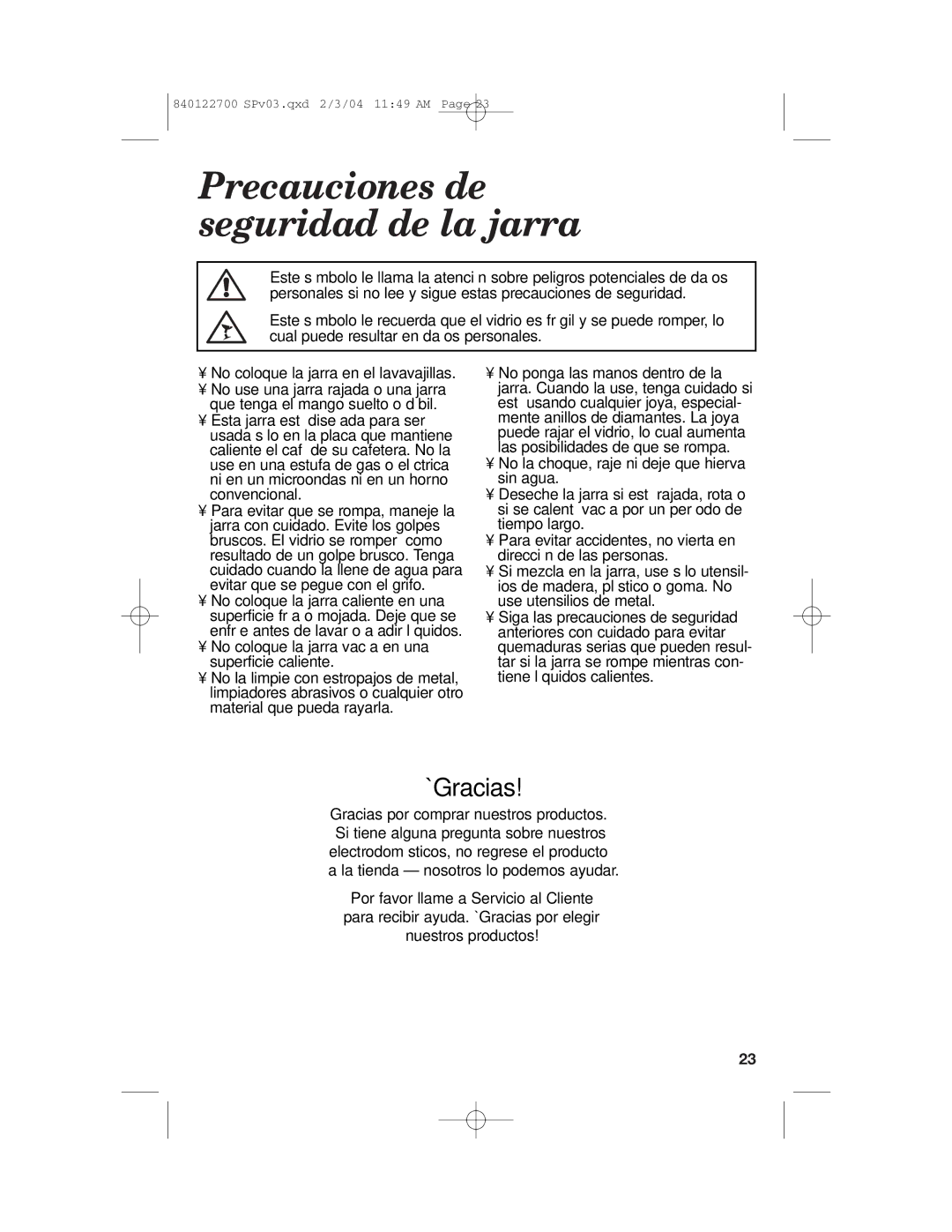 Hamilton Beach Coffemaker manual Precauciones de seguridad de la jarra, ¡Gracias 