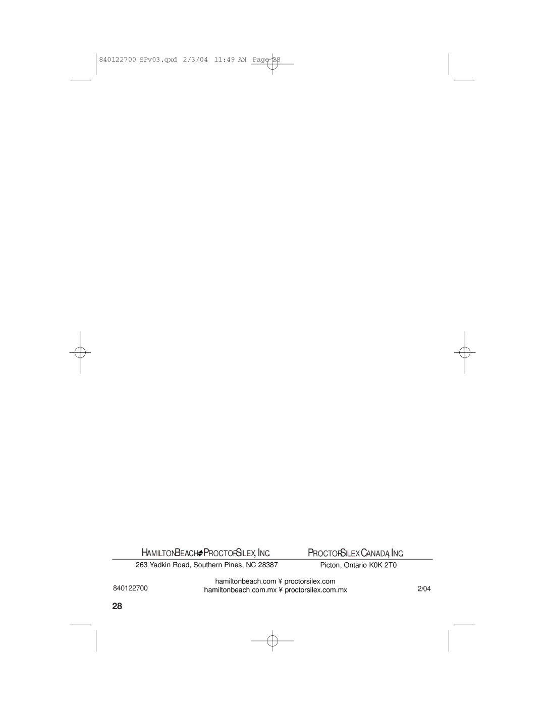 Hamilton Beach Coffemaker manual Hamilton Beach PROCTOR-SILEX, INC 