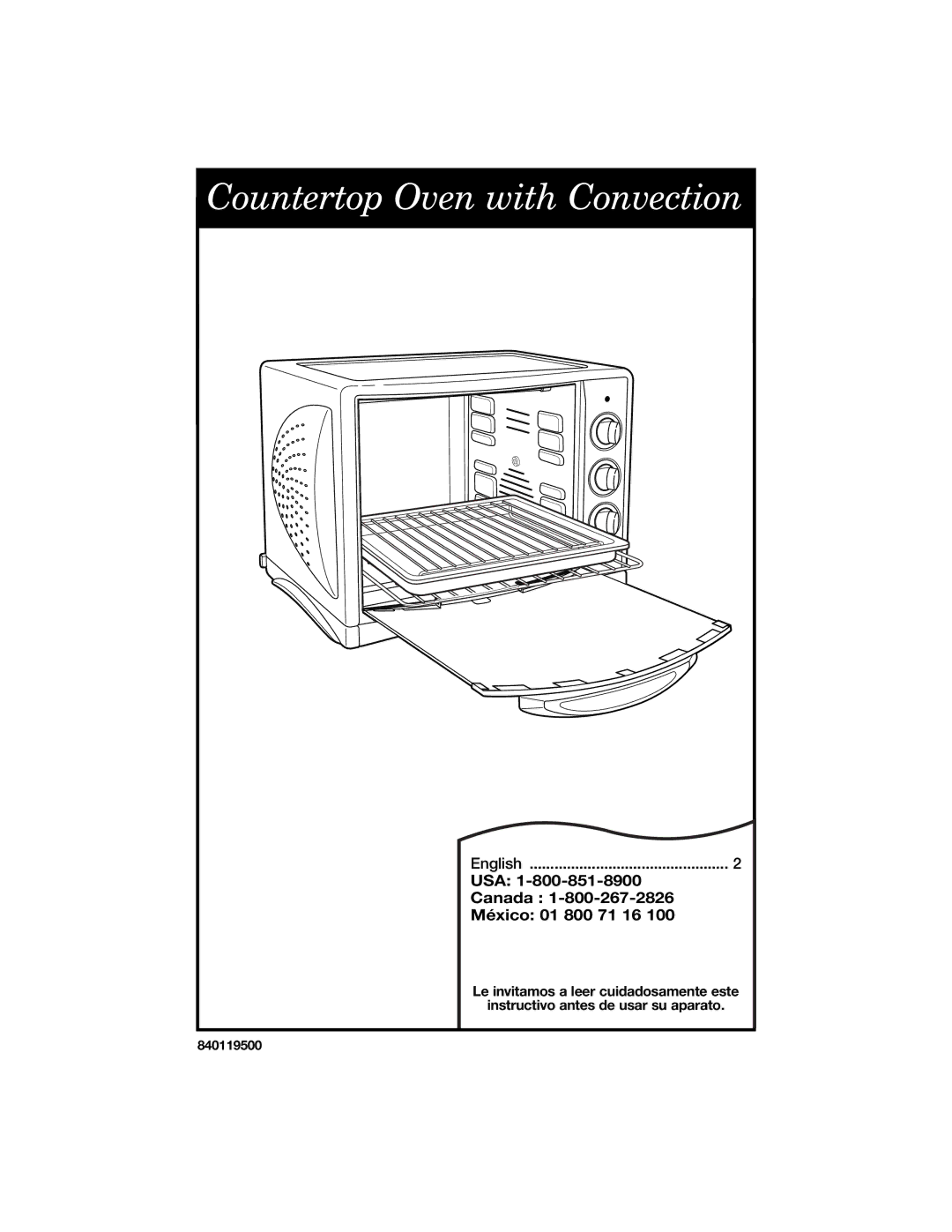 Hamilton Beach Countertop Oven with Convection manual USA Canada México 01 800 71 16 