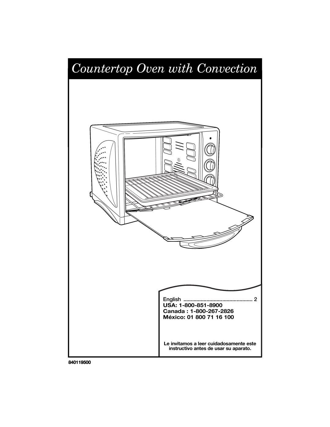 Hamilton Beach Countertop Oven with Convection manual Usa, Canada, México 01 800, English, 840119500 