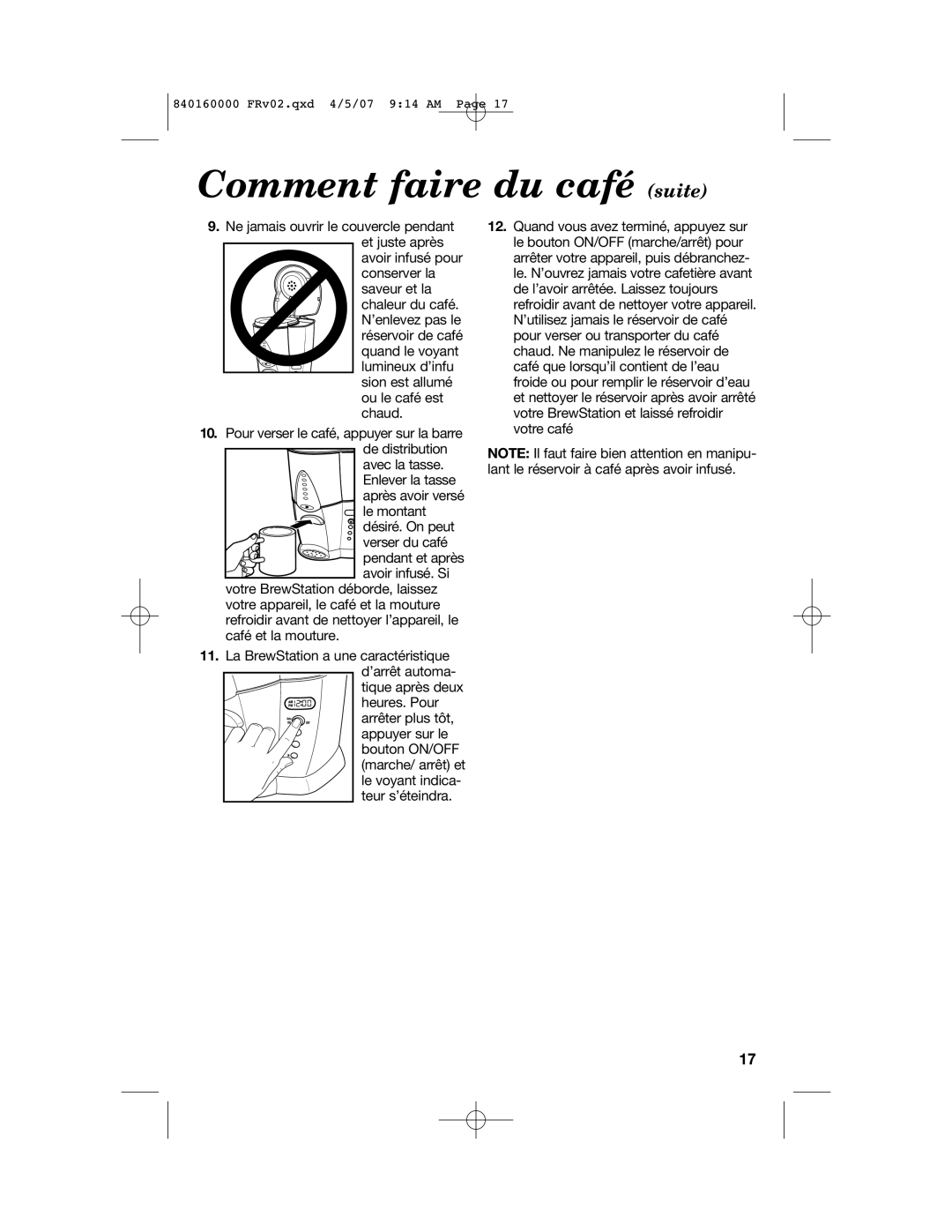 Hamilton Beach D43012B manual Comment faire du café suite 