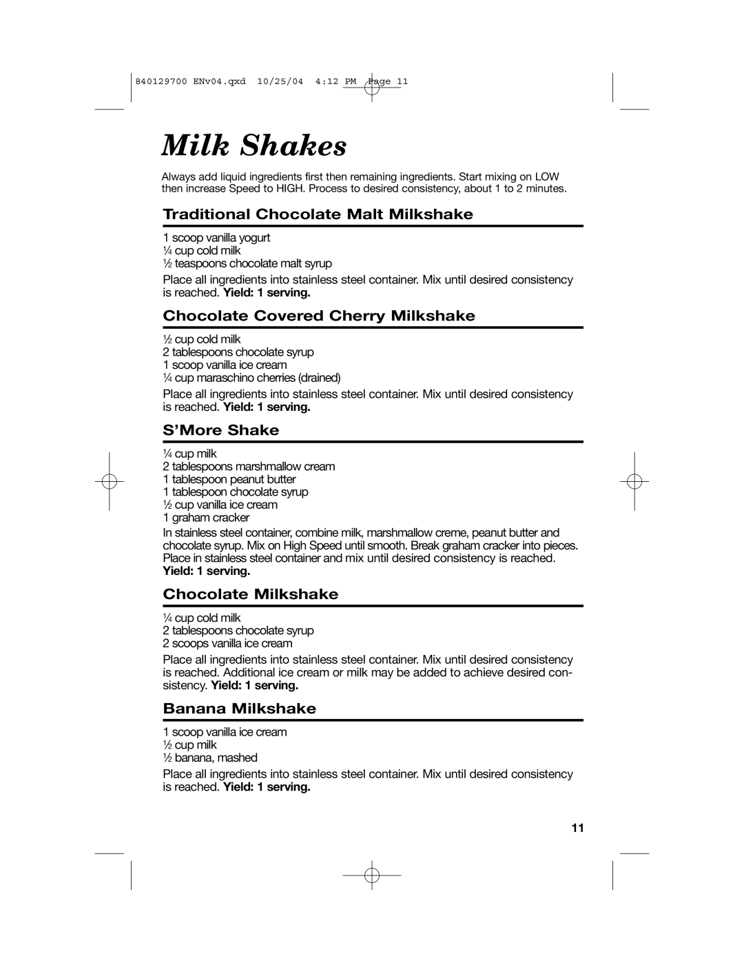 Hamilton Beach Drink Mixer manual Milk Shakes, Traditional Chocolate Malt Milkshake, Chocolate Covered Cherry Milkshake 