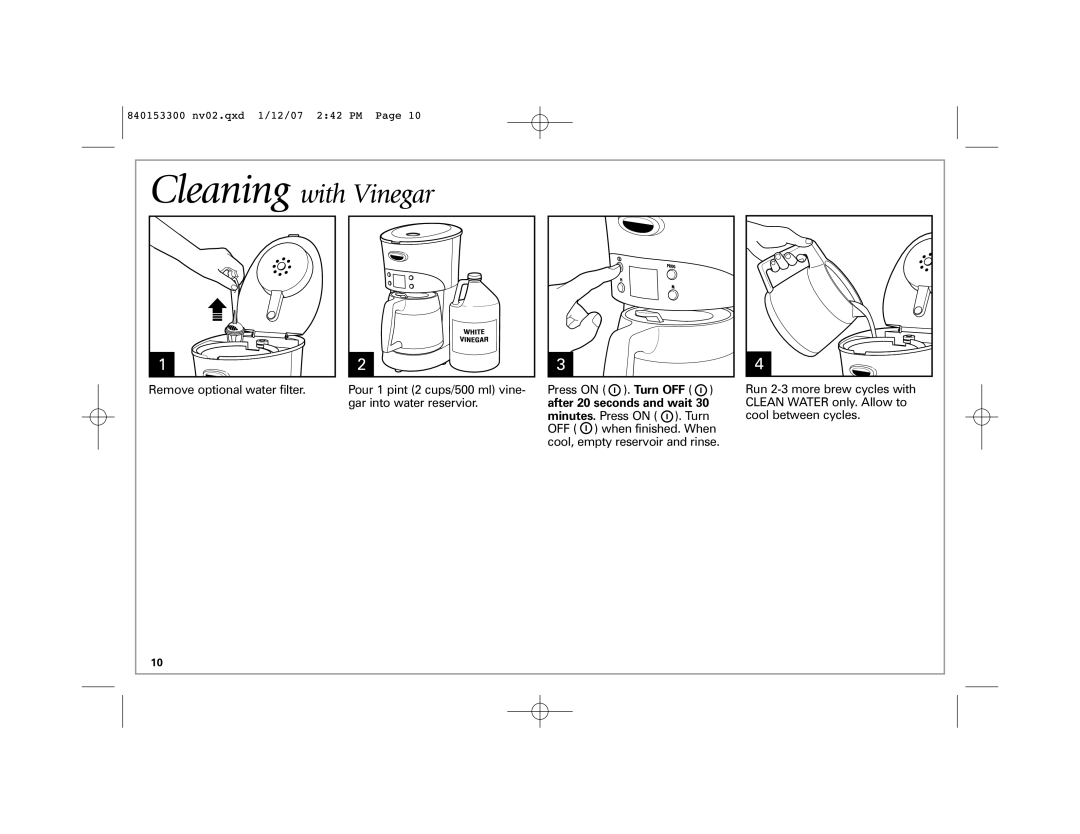 Hamilton Beach Eclectrics manual Cleaning with Vinegar 