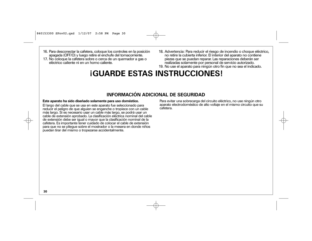 Hamilton Beach Eclectrics manual ¡GUARDE Estas Instrucciones, Este aparato ha sido diseñado solamente para uso doméstico 