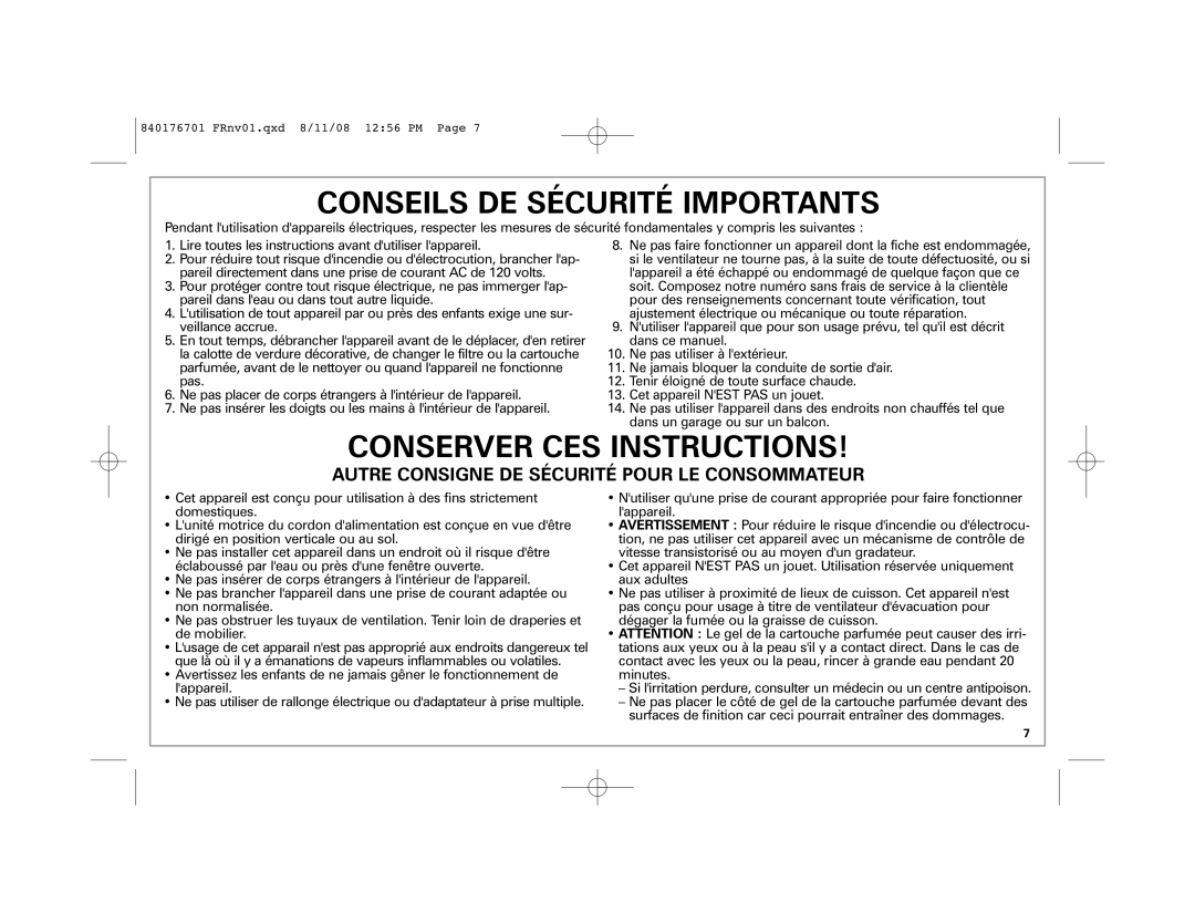 Hamilton Beach Fresh Essentials manual Conseils DE Sécurité Importants 