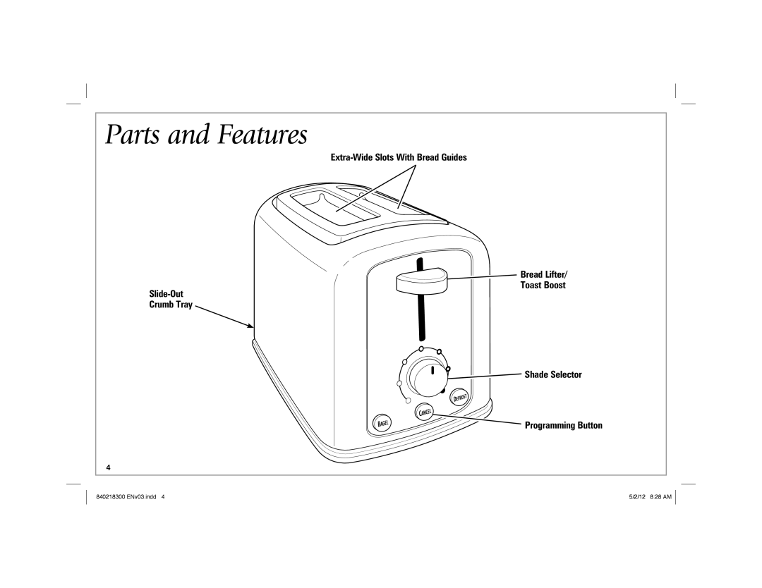 Hamilton Beach hamilton beach 2-slice toaster manual Parts and Features 