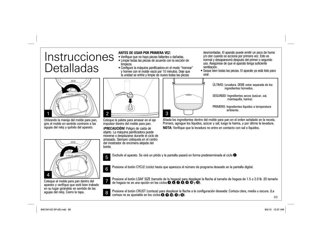 Hamilton Beach 840194102, 29881 manual Instrucciones, Detalladas, Antes DE Usar POR Primera VEZ, Ventilación 