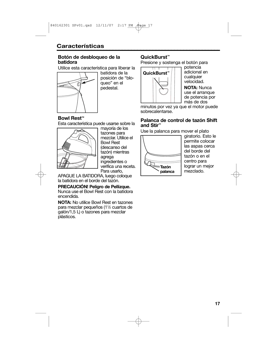 Hamilton Beach Hand/Stand Mixer manual Características, Botón de desbloqueo de la batidora 